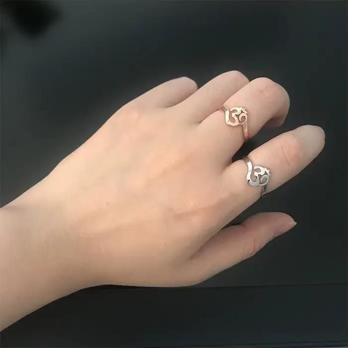 Unifier le bouddhisme Hindu Yoga Om Aum Anneaux pour femmes, sourire naturel, isman prudent, acier inoxydable, amulette, bijoux, méditation religieuse, cadeaux
