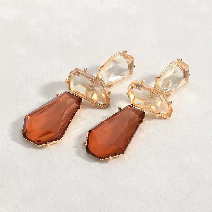 Boucles d'oreilles bohème en acrylique, boucles d'oreilles géométriques pour femmes et filles, accessoires de bijoux de fête Vintage
