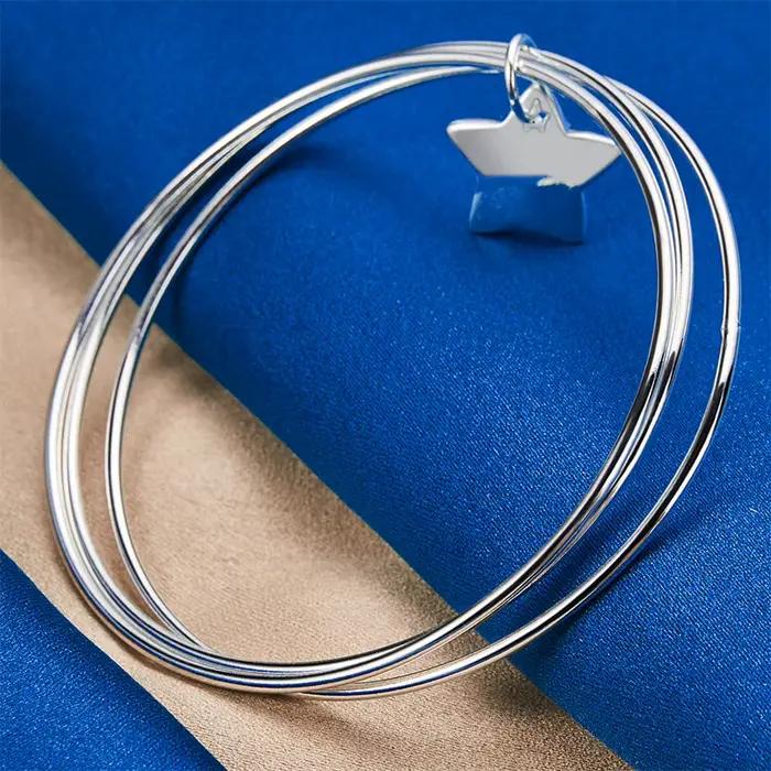 Bracelet étoile élégant en argent sterling 925, bijoux pour femmes, accessoires de mode pour mariage et fête