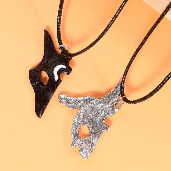 Collier Antique plaqué argent, 2 pièces, Style Vintage, pendentif périphérique de la ligue des légendes, mouton et loup, bijoux