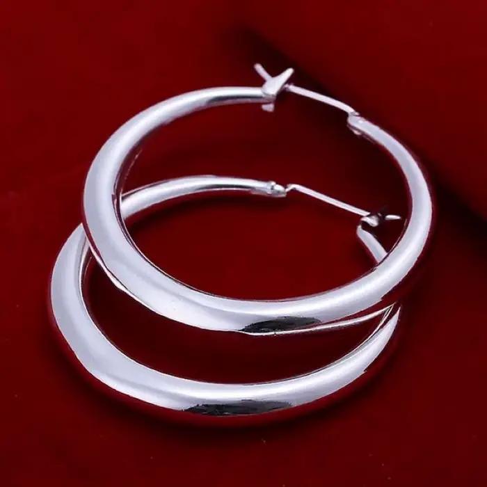 Boucles d'oreilles en or 18 carats, 3.4cm, cercle rond, à la mode, magnifiques, de haute qualité, bijoux classiques pour mariage, pour femmes