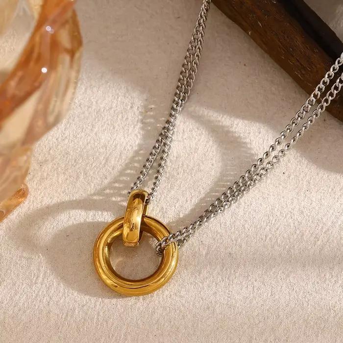 MamacitaSlay – bague minimaliste en acier inoxydable, collier Double couleur adapté au charme des femmes, bijoux de cou imperméables, cadeau de fête