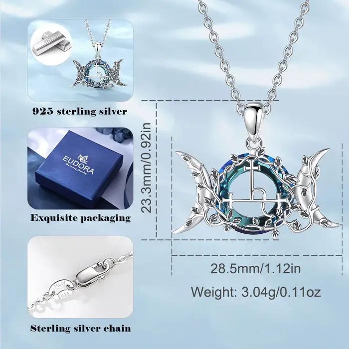 Eudora-Collier Lilith Moon en argent regardé 925, pendentif amulette, bijoux en cristal autrichien vintage, cadeau de fête