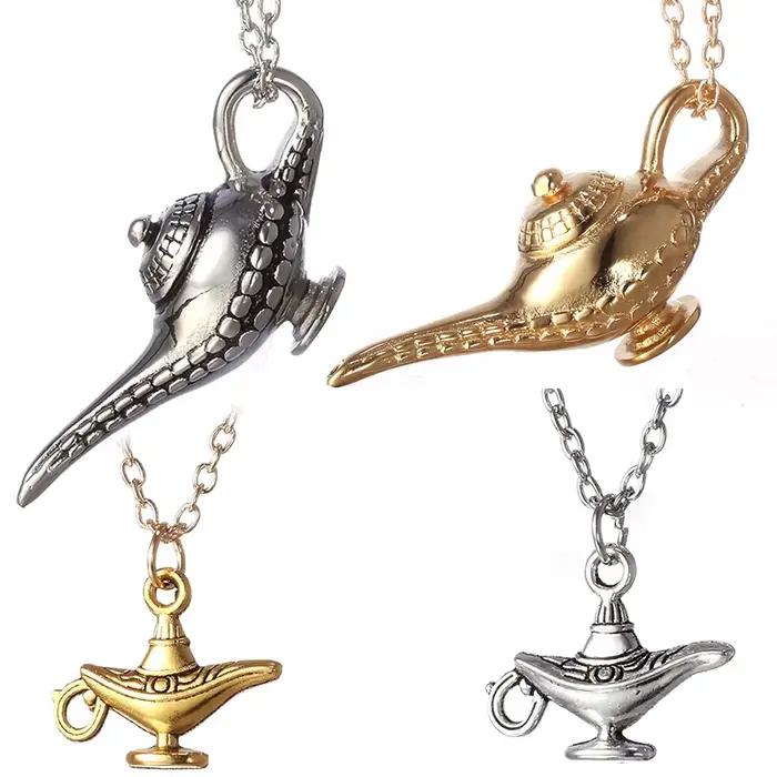ZRM bijoux mode bricolage conte de fées Aladdin lampe magique pendentif à breloque collier ampoule en métal phare collier pour hommes femmes