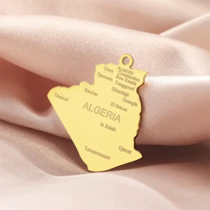 EUEAVAN afrique argélie carte pendentifs en acier inoxydable classique ville algérienne nom pendentif mode bijoux cadeau en gros