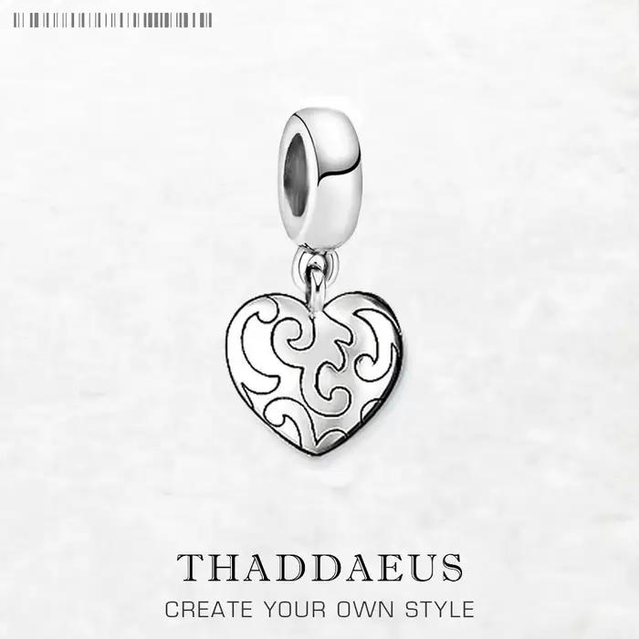 Ornement coeur pendentif balancent breloque femmes cadeau romantique nouveau 925 en argent Sterling bijoux fins