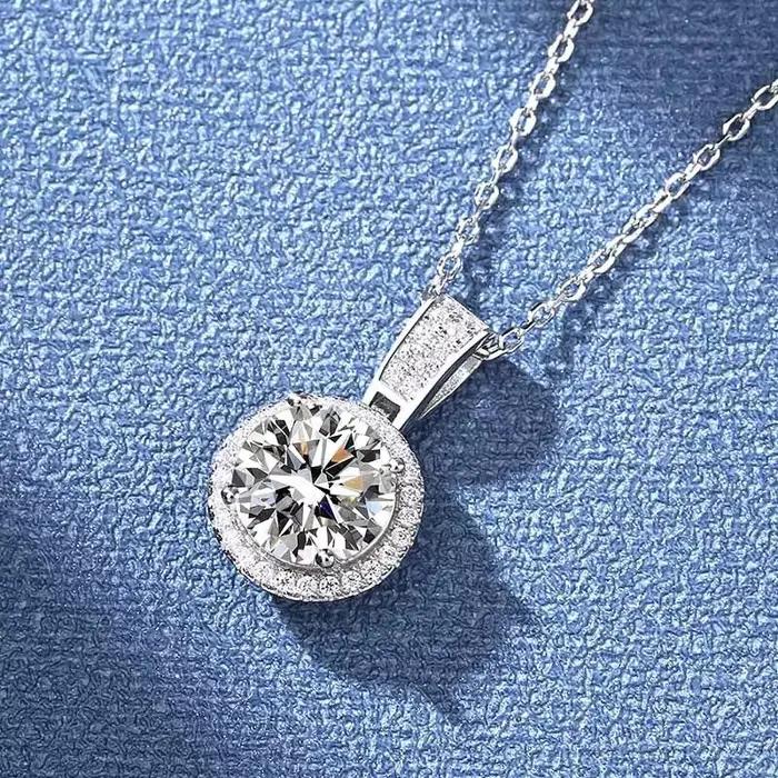 NeeTim – collier Moissanite 2 carats pour femmes, argent Sterling 100% S925 avec plaqué or blanc, bijoux en diamant de laboratoire, pendentif de mariage