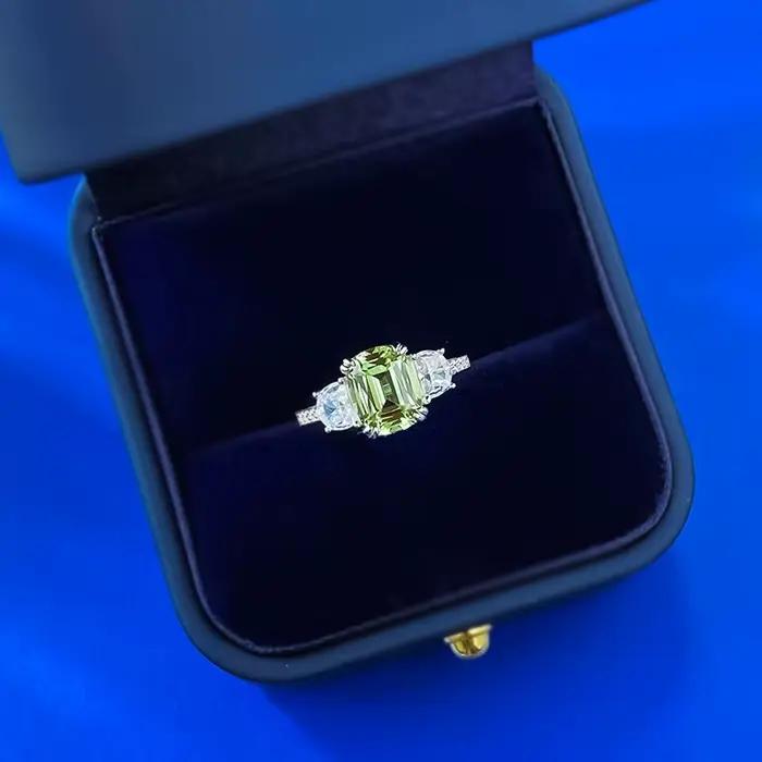 Wong Rain – bague en argent sterling 100% 925, coupe coussin, 7x9 MM, saphir de laboratoire, tourmaline, diamants à haute teneur en carbone, bijoux fins