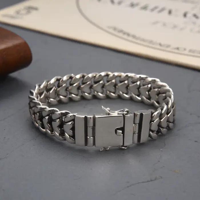 Nouveau bracelet d'amour brillant, simple et tendance, large de 16 mm, version large et imposante, polyvalent, style industriel lourd