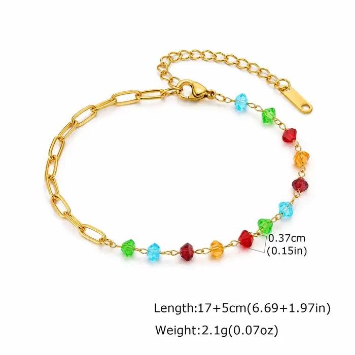 Bracelet en cristal arc-en-ciel avec perles multicolores pour femme, chaîne réglable, style bohème, mignon, bijou de poignet, cadeau