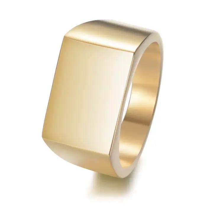 Anneaux pour femmes personnalisé gravé Photo nom mots Rectangle anneaux pour hommes cadeaux Anillos Mujer Anel bijoux en acier inoxydable