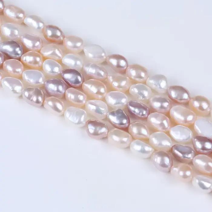 8-9mm eau blanc rose violet perle de culture baroque d'eau douce perles en vrac pour les femmes bijoux à bricoler soi-même