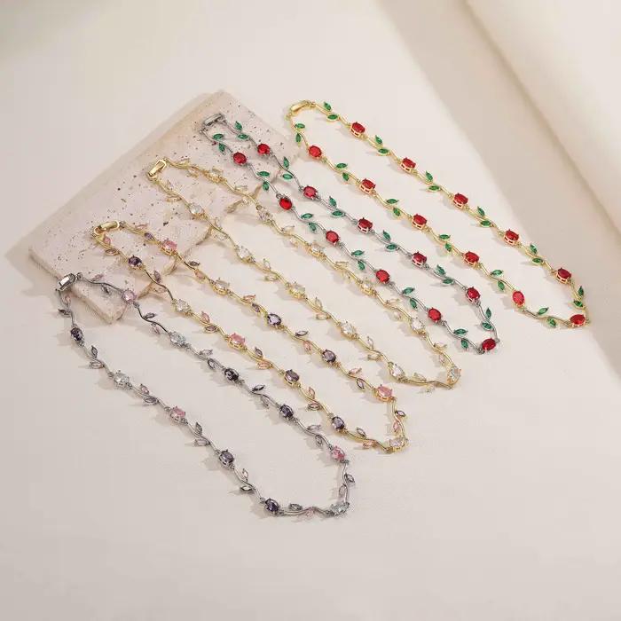 HECHENG, ensemble de bijoux tulipe romantique français, Bracelet, collier, Banquet pour femmes, bijoux en métal et cuivre, 1 pièce