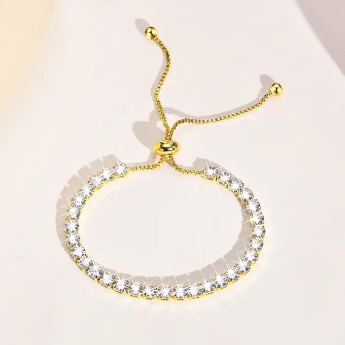 Bracelet tennis réglable en acier inoxydable pour femme, bijoux de luxe, bracelet, mariage, fête, colonne vertébrale, petite amie, cadeau de la fête de Léon