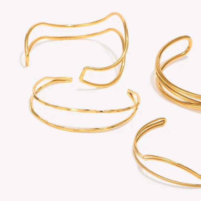 E.B.belle – Bracelets de la série de lignes croisées, lignes torsadées à Double couche, bijoux en acier inoxydable sans ternissement