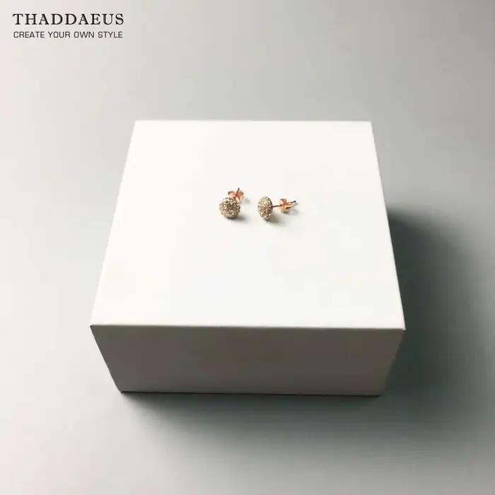 Boucles d'oreilles boule de pierre blanche plaquée or Rose, bijoux fins romantiques européens pour femmes, cadeau en argent Sterling 925 pur