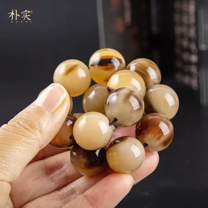 Corne naturelle pour hommes, perles de bouddha Yak, bracelet unisexe, chaîne à main