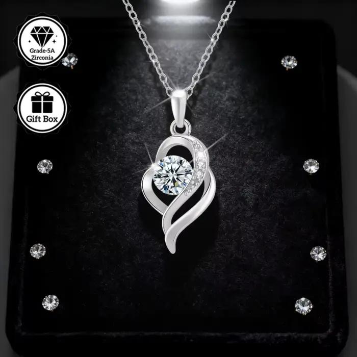 LAMVOICE bijoux pour femmes/collier hypoallergénique, cadeau de noël pour, collier en zircone 1 carat, bijoux de haute qualité
