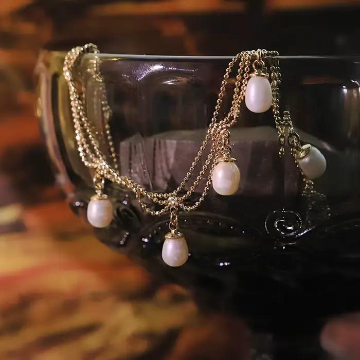 Collier à pampilles en dentelle de perles naturelles, fait à la main, élégant, pour Banquet, mariage, bijoux pour femmes, GN0429