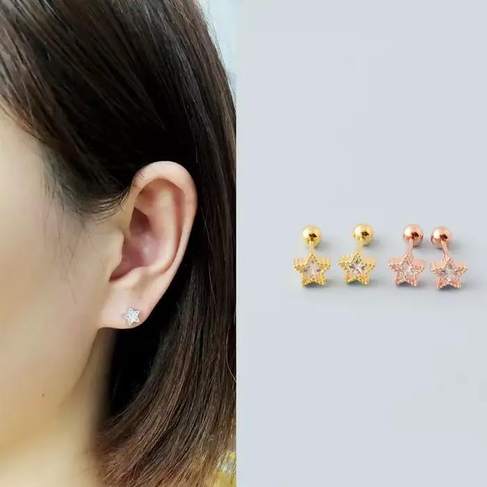 Boucles d'Oreilles en Argent Sterling 925, Bijoux à la Mode, en Forme d'Étoile, de Lune, de Chat, à Vis, de Sophia, Mignon, Sauvage, pour Fille