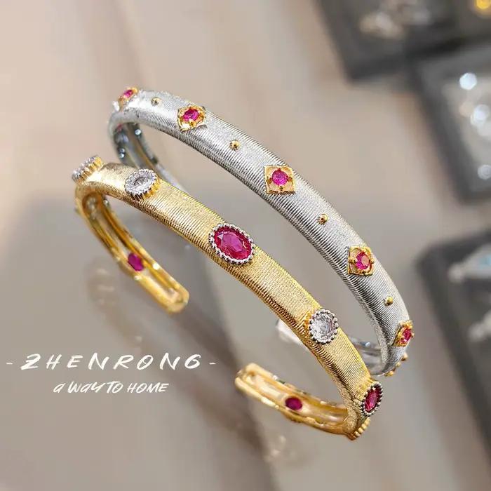 Bracelet de luxe plaqué or 18 carats pour femme, bague vintage, manchette exquise, bague cocktail, bijoux anciens, nouvelle mode