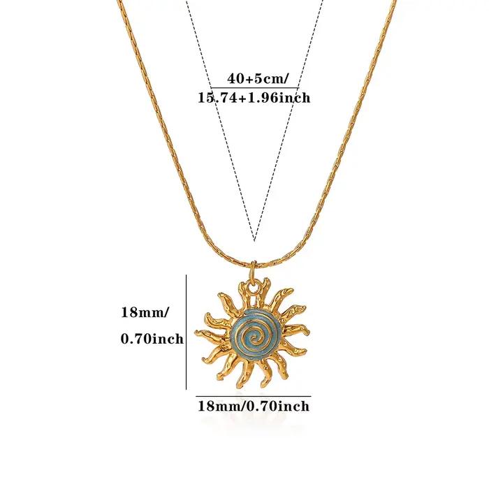 Collier soleil vintage pour femme, pendentif géométrique esthétique en forme de cœur, en acier inoxydable couleur or, bijou de mode pour clavicule, cadeau