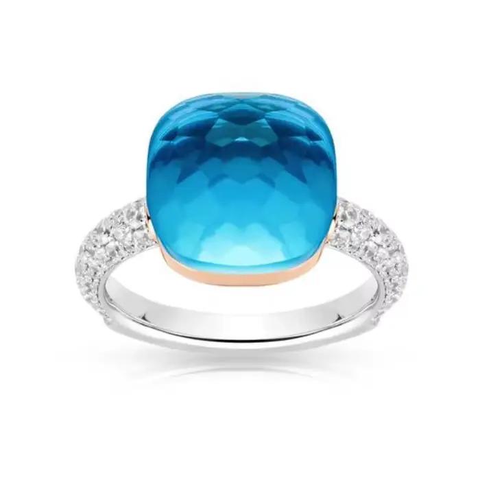 ZOCA – ensemble de bijoux en Zircon violet et bleu bonbon pour femmes, comprenant une bague, des boucles d'oreilles, un collier, bijoux élégants à la mode, cadeau, 3 pièces