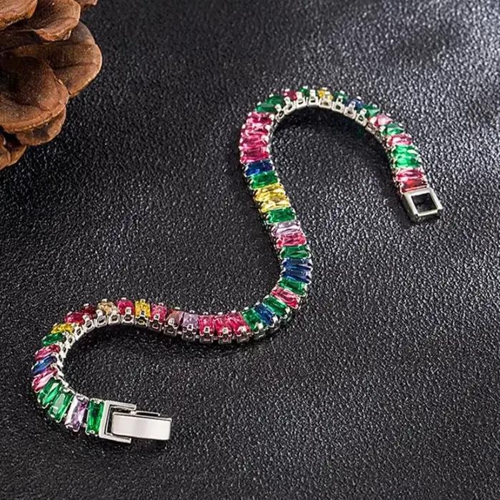 Offres spéciales 925 Bracelet en argent Sterling couleur Noble cristal main pour les femmes charme mariage concepteur bijoux cadeau fête 18 cm