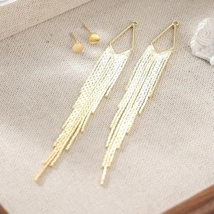 Boucles d'oreilles à pampilles dorées exquises pour femmes, élégantes et brillantes, accessoires de bijoux pour le quotidien, les fêtes et les banquets, artisanat