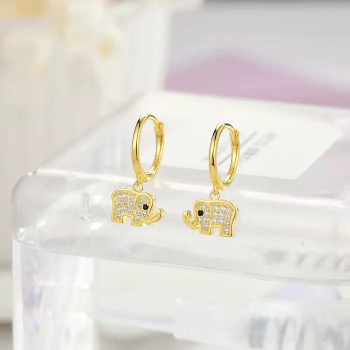 REETI réel 925 en argent Sterling cristal éléphant boucle d'oreille pour les femmes faisant des bijoux cadeau de mariage fiançailles