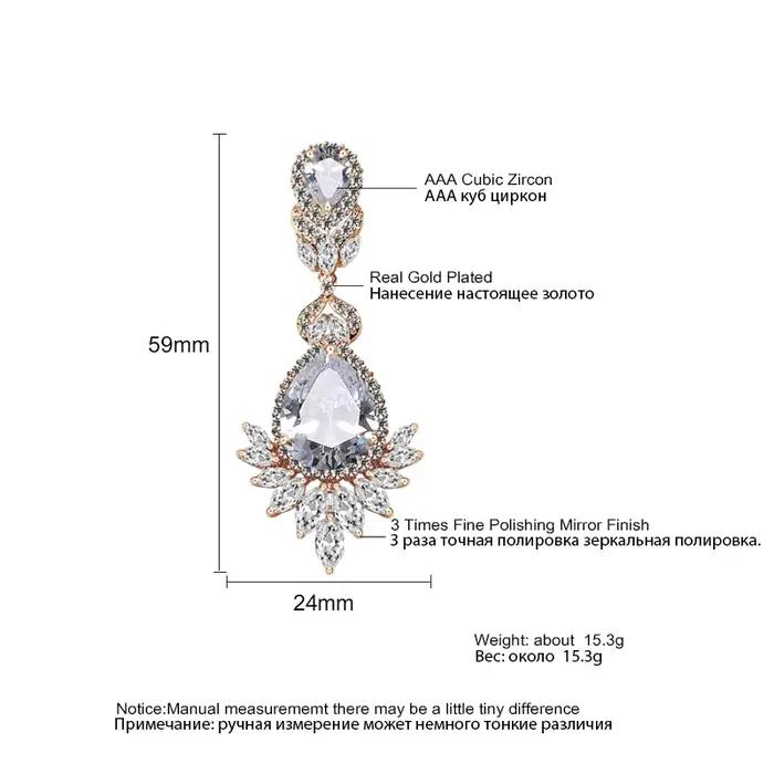 ZAKOL luxe clair AAA Zircon grande Dange boucle d'oreille pour les femmes magnifique argent couleur Banquet fête de mariage bijoux