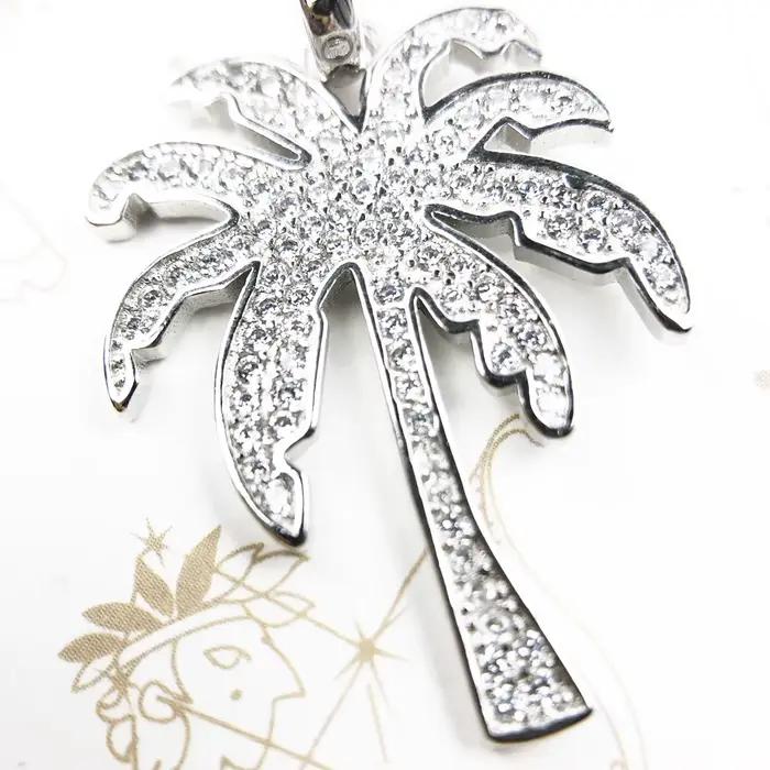 Pendentif palmier pavé, flambant neuf, bijoux à la mode, accessoires européens en argent Sterling 925, cadeau pour femmes et hommes