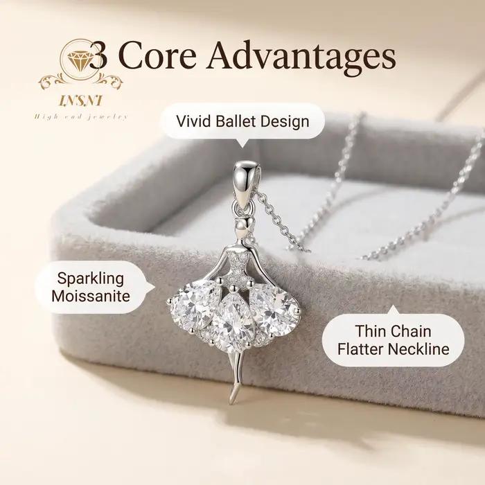 Collier Ballerine 2026 en Argent Sterling S925, Pendentif Féminin, Chaîne de Clavicule, Cadeau pour Amies, Bijoux Abordables de Luxe Léger