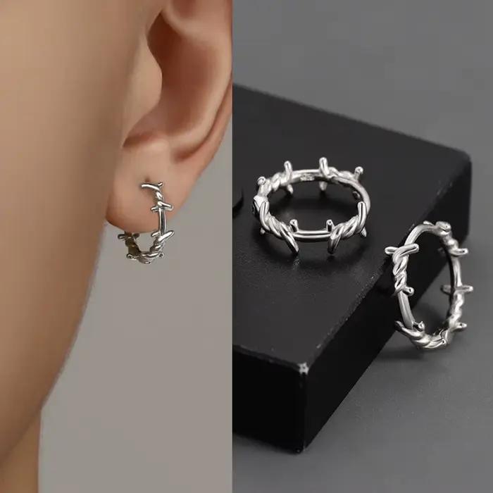 Boucles d'oreilles gothiques en forme d'épines de couleur argent pour femmes et hommes, adolescentes, luxe, nouvelle mode, bijoux de fête tendance, accessoires esthétiques