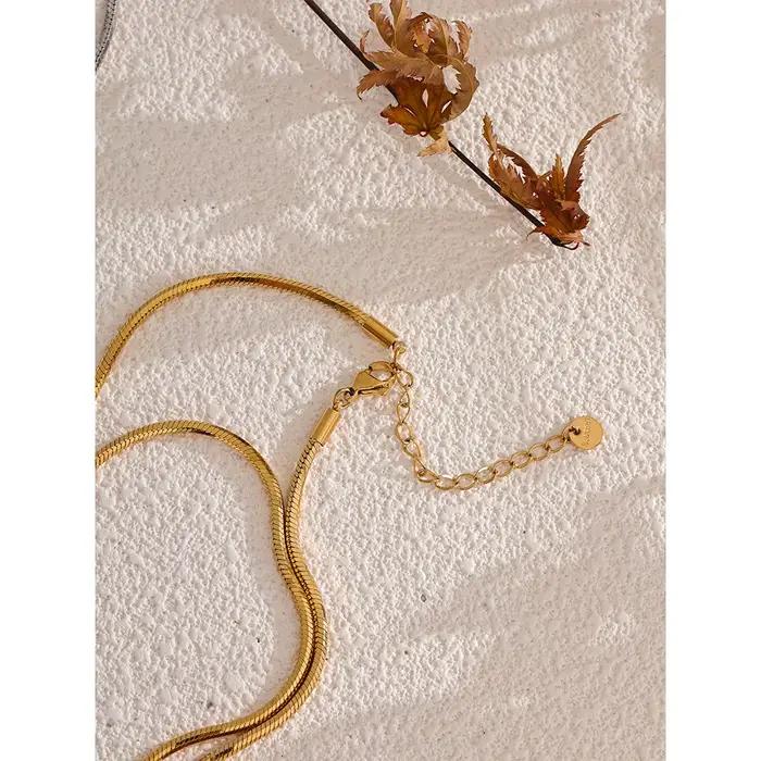 Yhpup 90 + 5 cm nouveau carré exquis longue chaîne scintillante collier en acier inoxydable 316L unisexe métal étanche élégant bijoux
