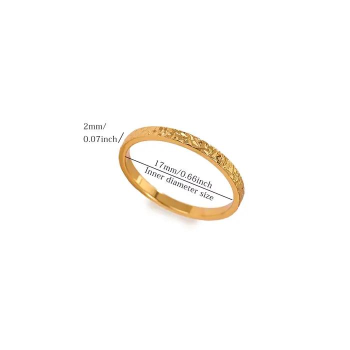 Bagues rondes unies texturées tendance pour femmes, plaquées or 18 carats, bijoux minimalistes esthétiques pour mariage, cadeaux
