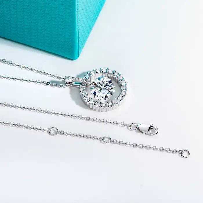 AnuJewel 3ct D couleur Moissanite diamant Halo pendentif collier 925 en argent Sterling cadeaux de saint valentin bijoux en gros