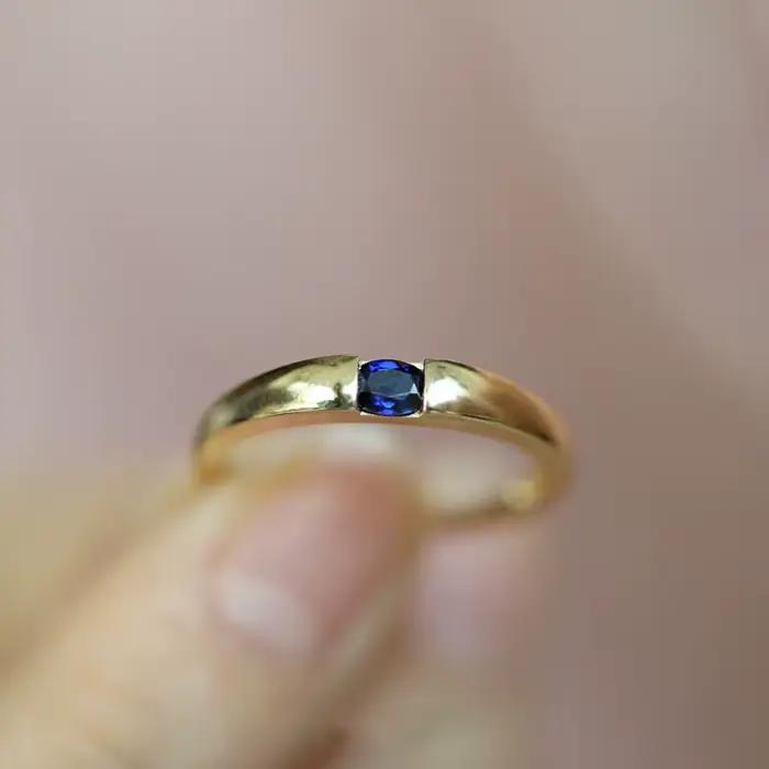 Bague de fiançailles en saphir classique, vintage, brillant, léger, luxe, style couple, matiques unisexes, fête de banquet, bijoux réglables