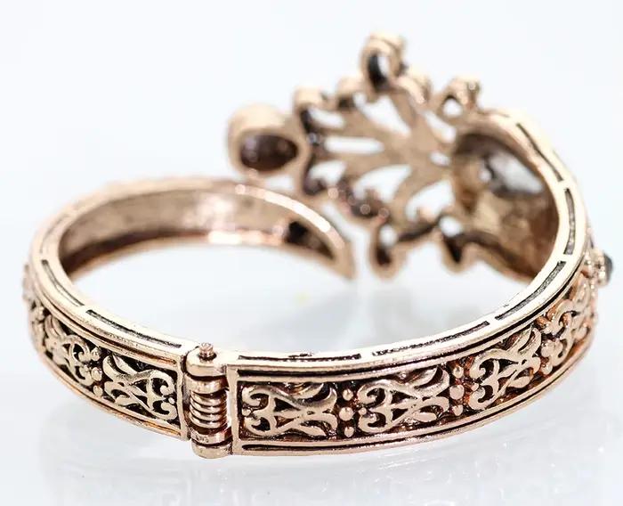 Chaude ronde résine femmes Vintage Bracelet fleur anneau Antique or couleur ethnique Bracelet manchette anneau ensembles de Bijoux turc Bijoux de mariée