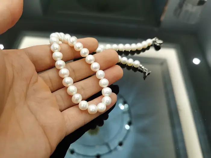 Collier de perles en gros, qualité AAAA, 8-9mm, perles blanches naturelles, argent 925S, 16-36 pouces