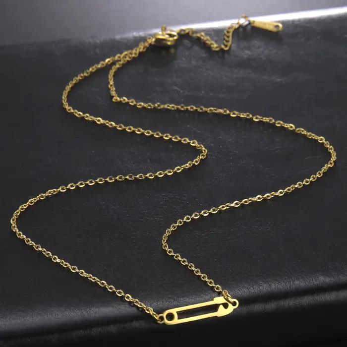Unift Zunderes-Collier en acier inoxydable avec épingle à nourrice pour femme, tour de cou pour fille, cadeau de bijoux de foi de manucure élégante