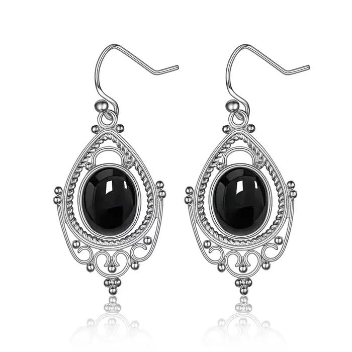 Boucles d'oreilles ovales en argent Sterling 925, Labradorite naturelle, 8x10mm, bijoux ethniques Vintage, cadeau pour femmes