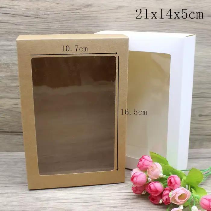 10 pièces bricolage cadeaux paquet avec fenêtre blanc/kraft bijoux paquet boîte gâteau emballage pour mariage maison fête muffin boîte d'emballage