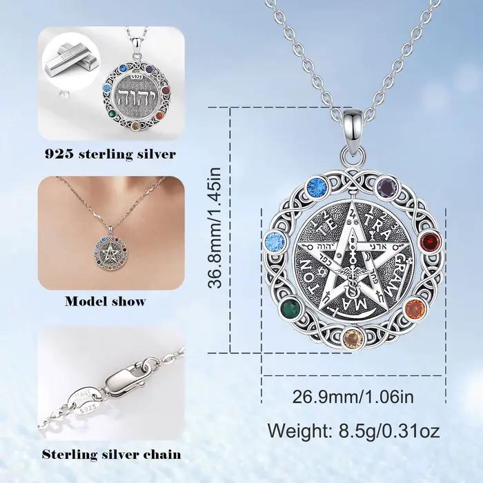 Eudora Original 925 collier pentagramme en argent Sterling pour femmes homme 7 couleurs Chakra étoile tétrgrammaton pendentif rotatif cadeau
