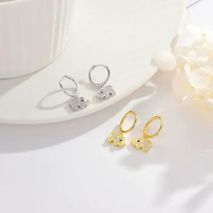 REETI réel 925 en argent Sterling cristal éléphant boucle d'oreille pour les femmes faisant des bijoux cadeau de mariage fiançailles