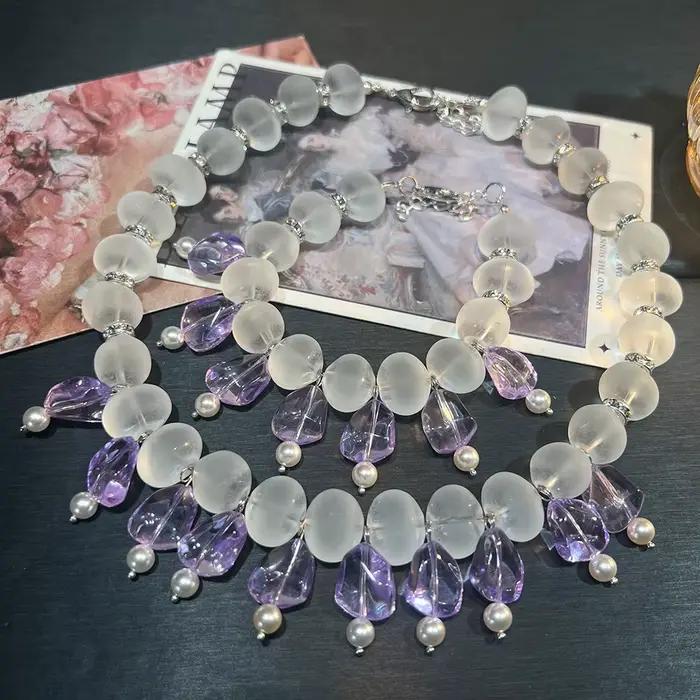 Ensemble de bijoux Vintage pour femmes, collier et boucles d'oreilles à pampilles mates, 2025