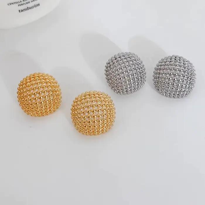 Boucles d'oreilles géométriques ajourées pour femmes, nouvelle personnalité rétro, perle ronde, méta carrée, bijoux de perçage de styliste coréen, cadeaux