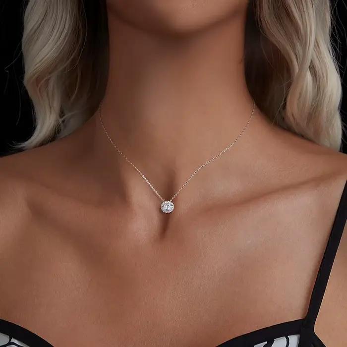 Bamoer U – collier Moissanite en argent Sterling 925, 0.5/1CT, Design unique entouré de Zircon, collier certifié pour femmes, bijoux fins