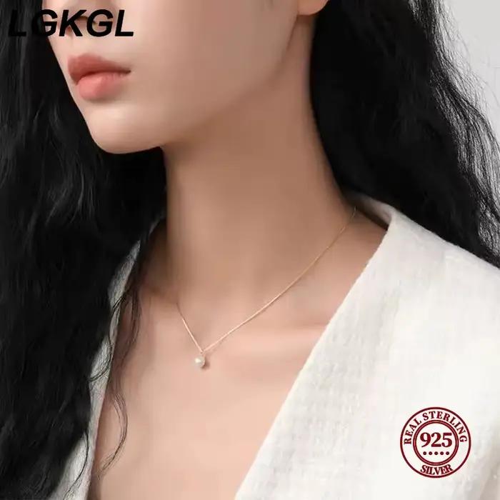 LGKGL – colliers avec pendentif en perles pour femmes, boîte de clavicule de tempérament, chaîne ras du cou, bijoux plaqués or 14 carats