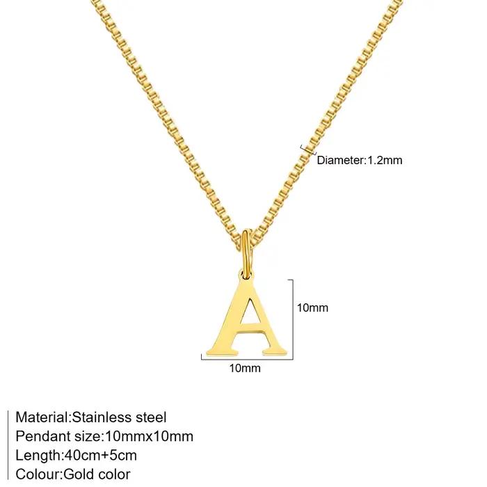 Collier initial A-Z plaqué or 18 carats, collier en acier inoxydable avec lettres mignonnes pour femmes